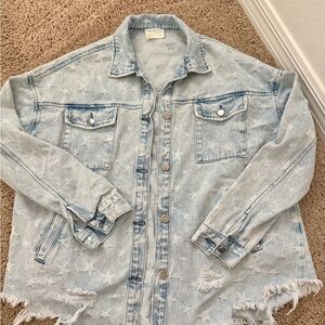 Uncharted Threads Oversized Star Light Blue Denim Jacket